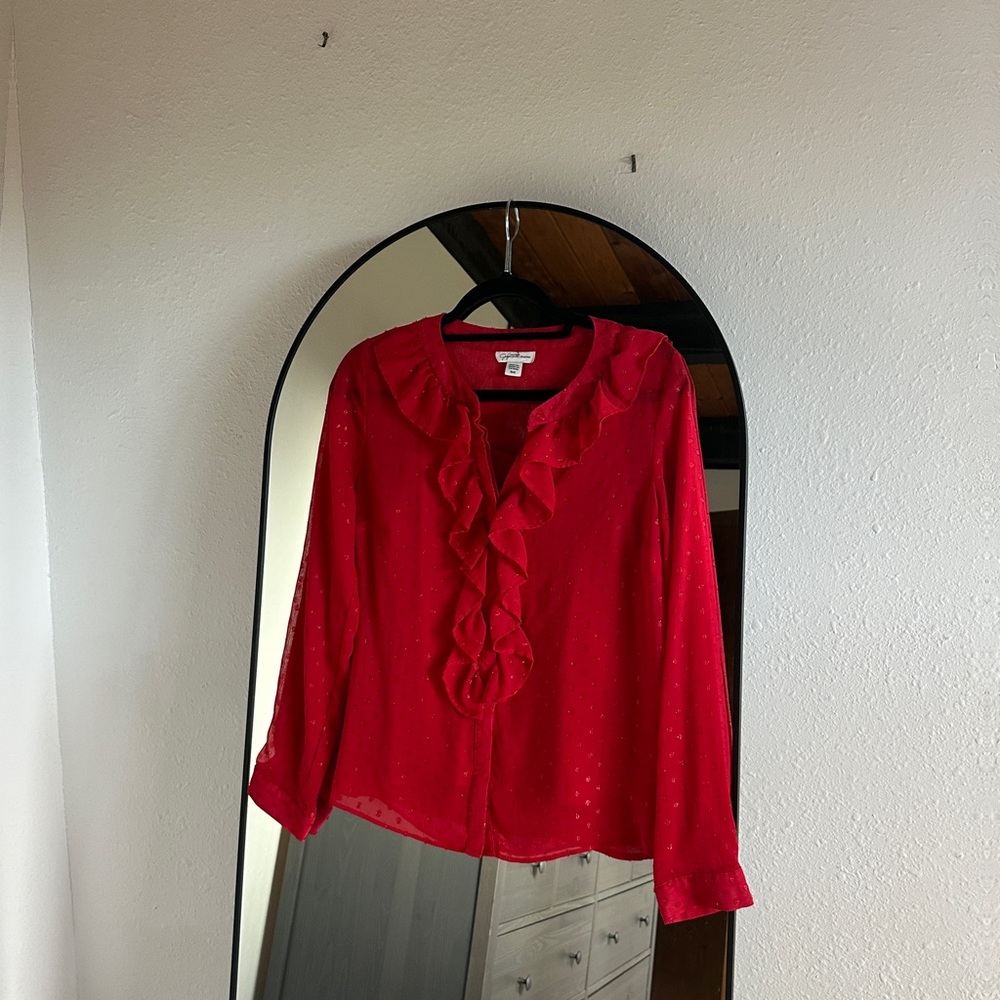 Jaclyn Smith Cute Red Blouse - Picture 1 of 8